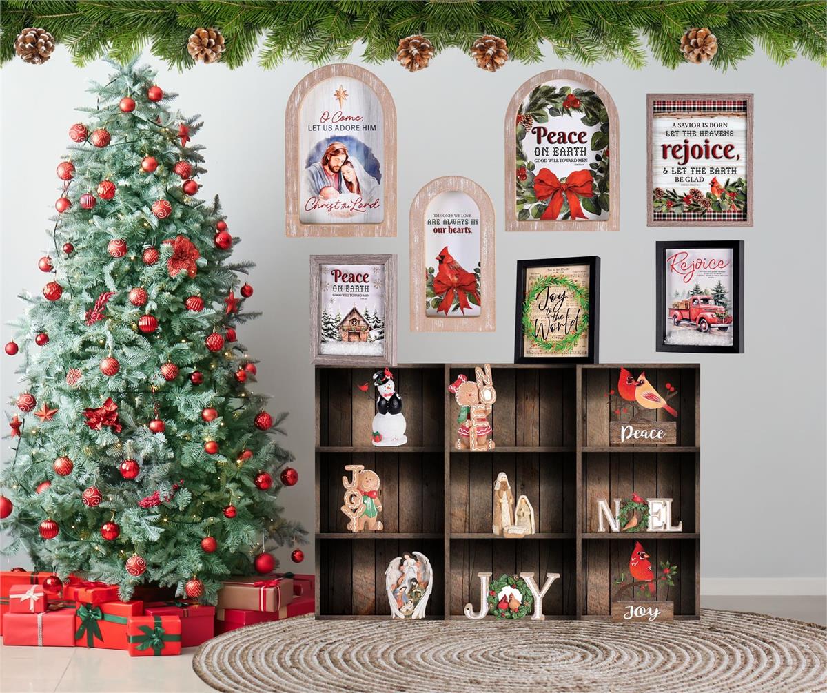 Decorative Christmas Frame Hanging Wall or Tabletop Sign 9 x 11 Inch MDF Cabin by Dicksons, product view 5