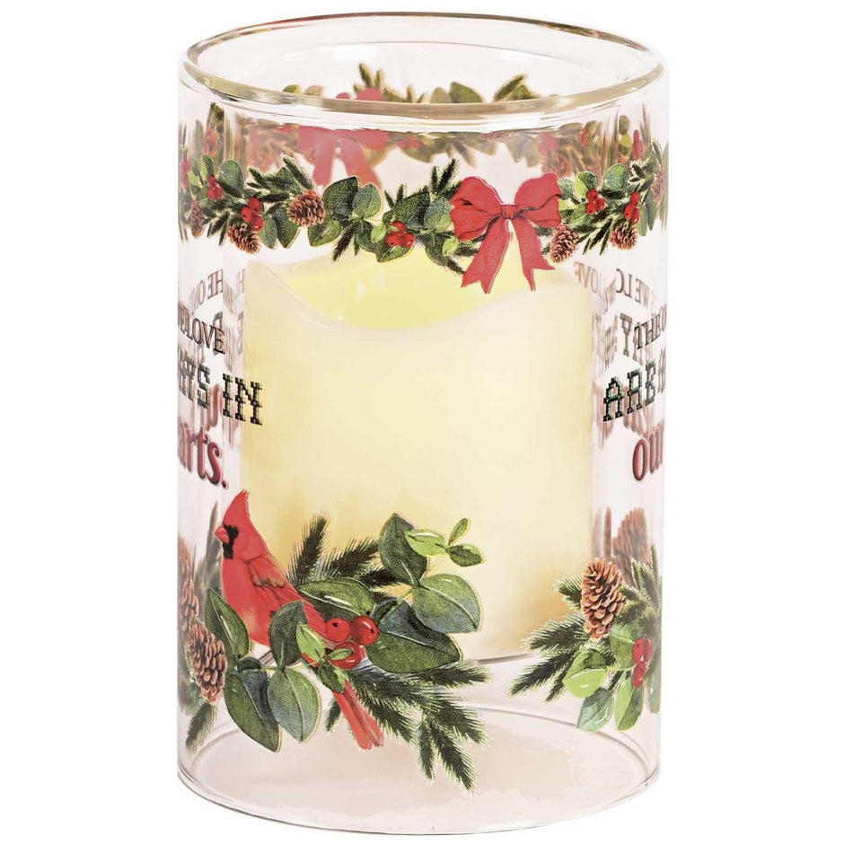 Decorative Christmas Candle Holder with LED Tealight 4 x 6 Inch Glass Ones We by Dicksons, product view 2