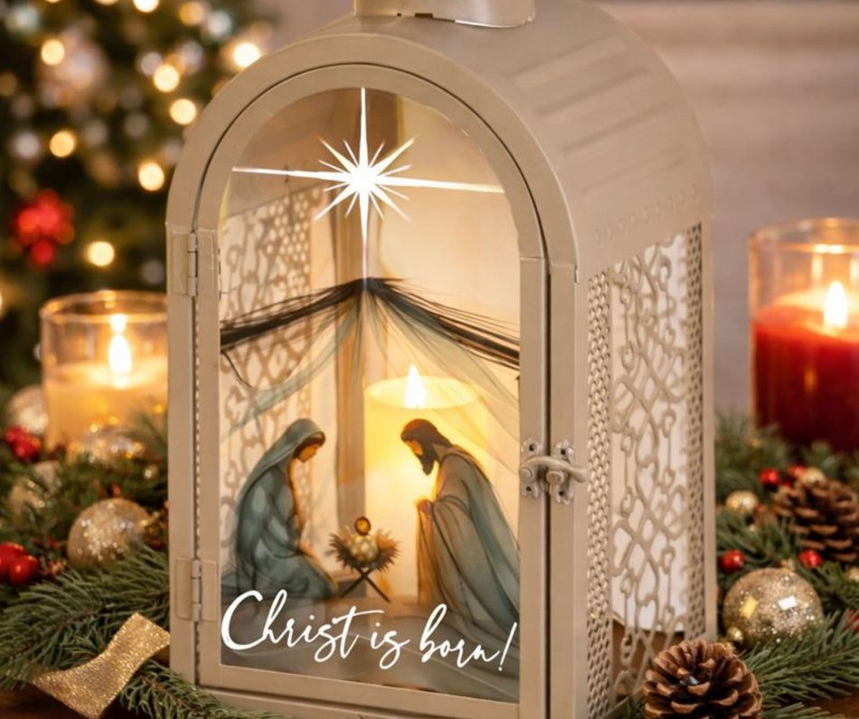 Lantern Holy Family Christ Is Born 11" by Dicksons, product view 2