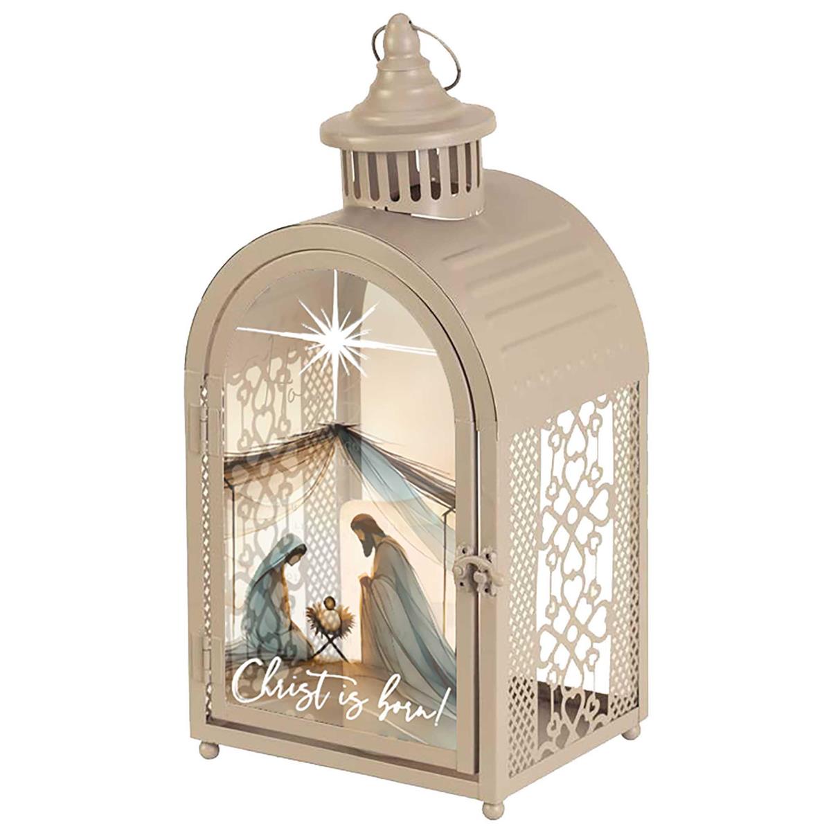 Lantern Holy Family Christ Is Born 11", one of the items in the Holy Family Lantern Pair, 11 Inch: Christ Is Born and Isaiah 9:6. A photograph of the assembled set is pending.