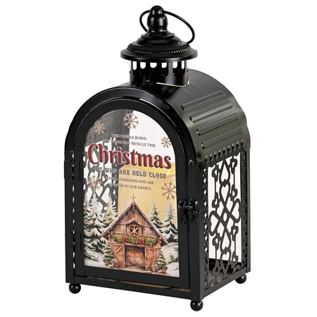 Decorative Christmas Candle Lantern with LED Tealight 5.5 x 11 Inch Metal by Dicksons, product view 2