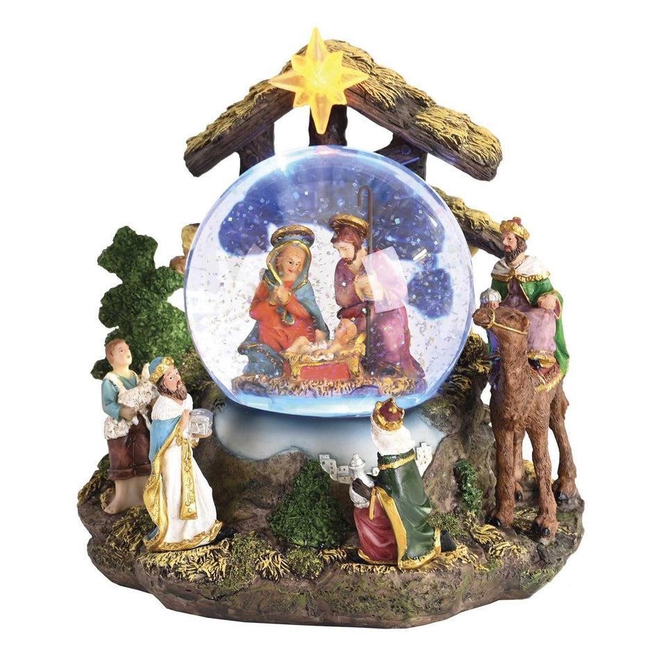 Waterglobe Music Lighted Away In Manger by Dicksons