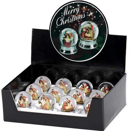 Holy Family Christmas Nativity Snow Globes 2 Assorted, 12 Pack by Dicksons