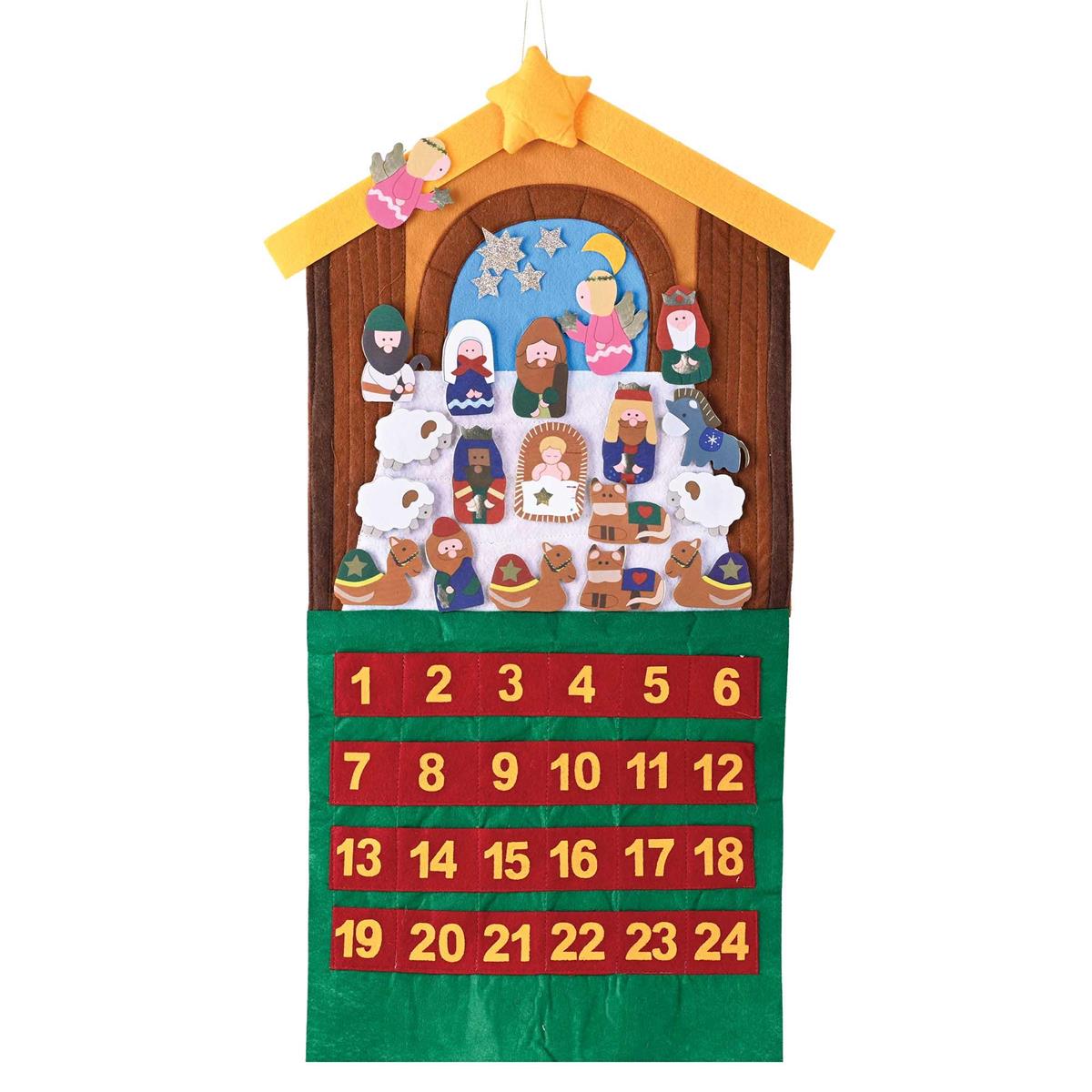 Nativity Theme Crimson, Gold Tone and Fern 12 x 29 Felt 24-Piece Children's by Dicksons