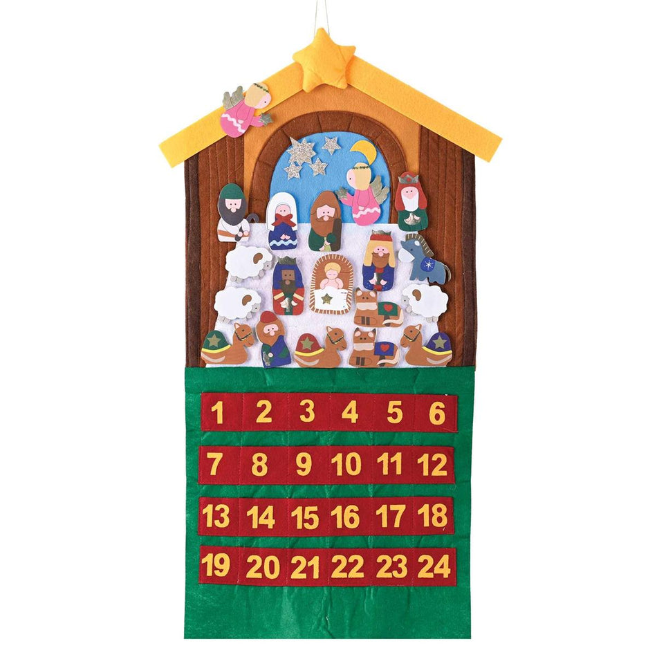 Nativity Theme Crimson, Gold Tone and Fern 12 x 29 Felt 24-Piece Children's by Dicksons