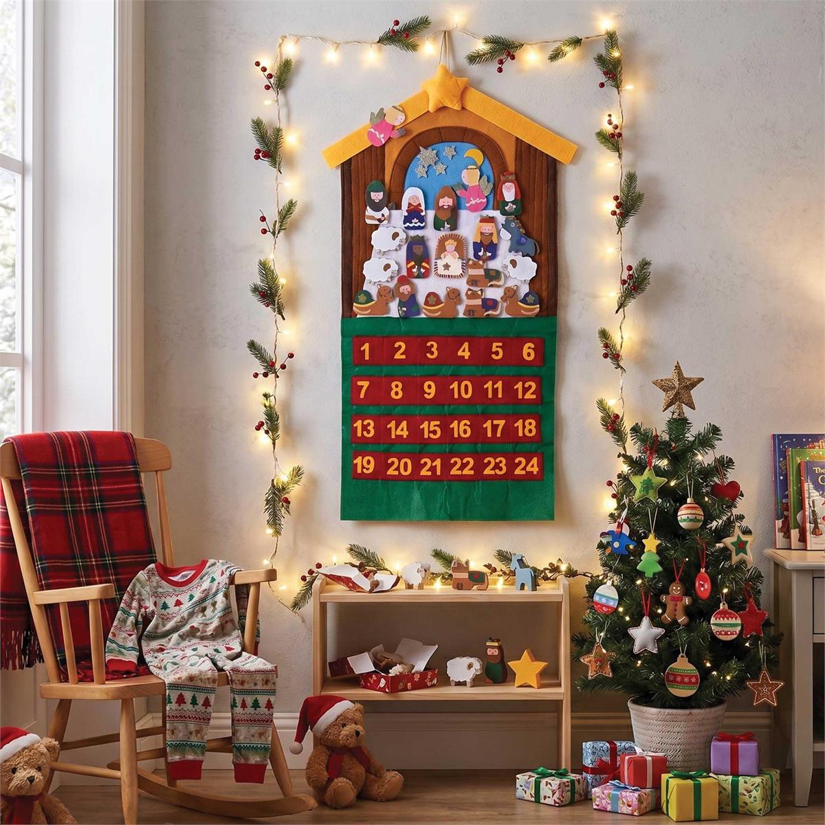 Nativity Theme Crimson, Gold Tone and Fern 12 x 29 Felt 24-Piece Children's by Dicksons, product view 4