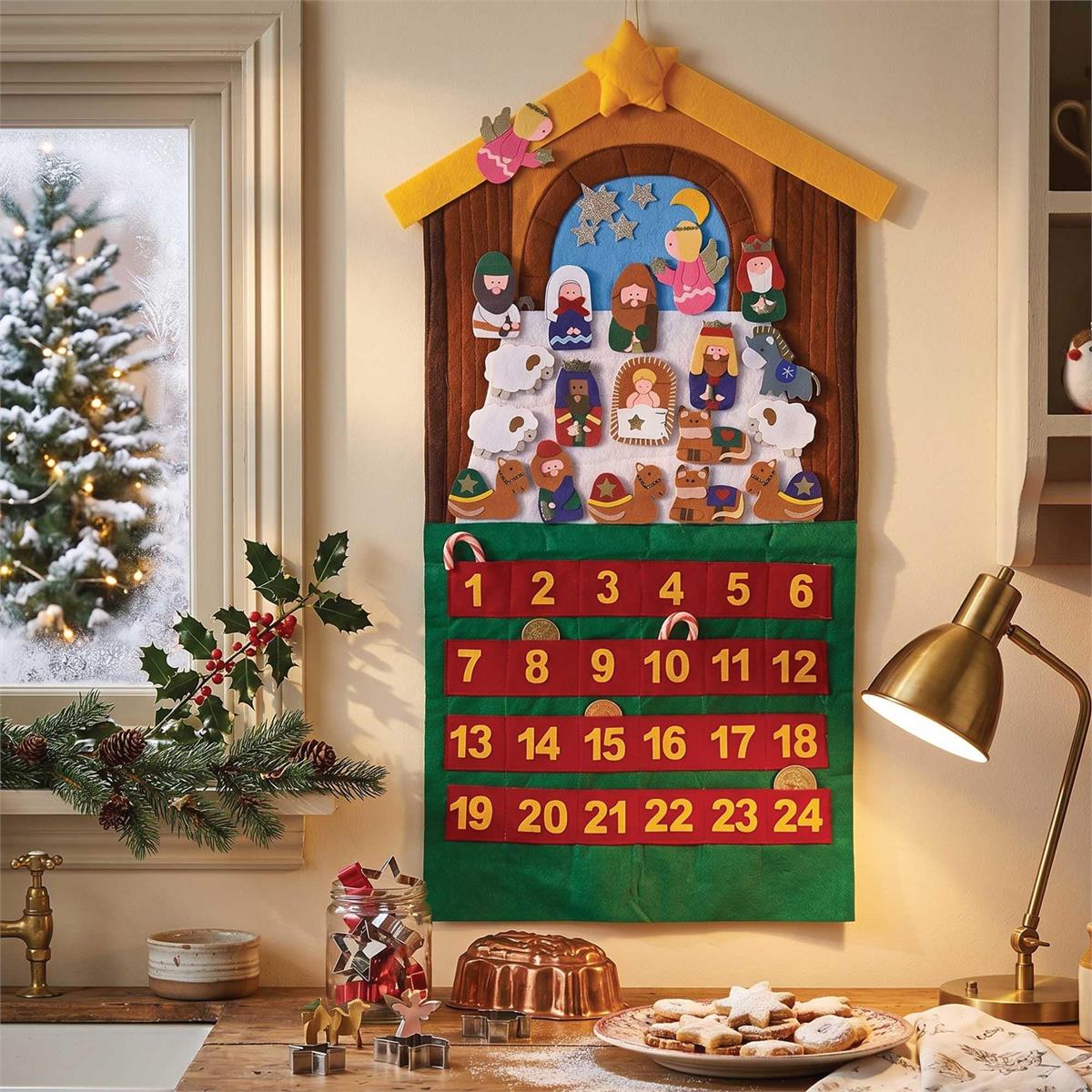 Nativity Theme Crimson, Gold Tone and Fern 12 x 29 Felt 24-Piece Children's by Dicksons, product view 6