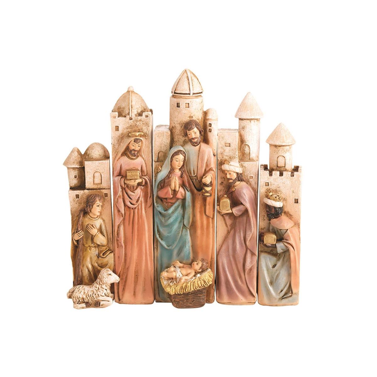Distressed Sepia Nativity 7.75 x 1.75 Resin Decorative Tabletop Figurine Set 5 by Dicksons