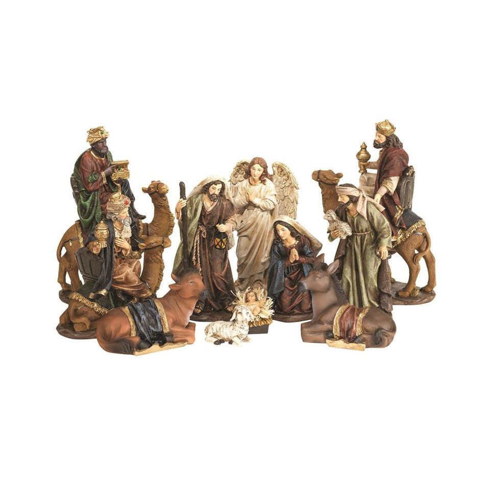 Natural Brown Look Nativity 10 x 7 Resin Decorative Tabletop Figurine Set 11 by Dicksons