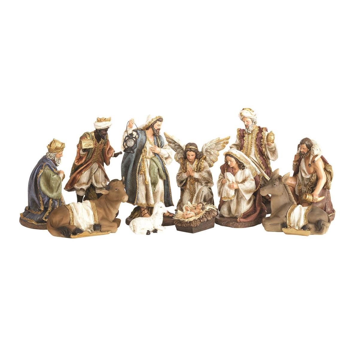 Brushed Bronze Tone Nativity 8.5 x 4 Resin Decorative Tabletop Figurine Set 11 by Dicksons
