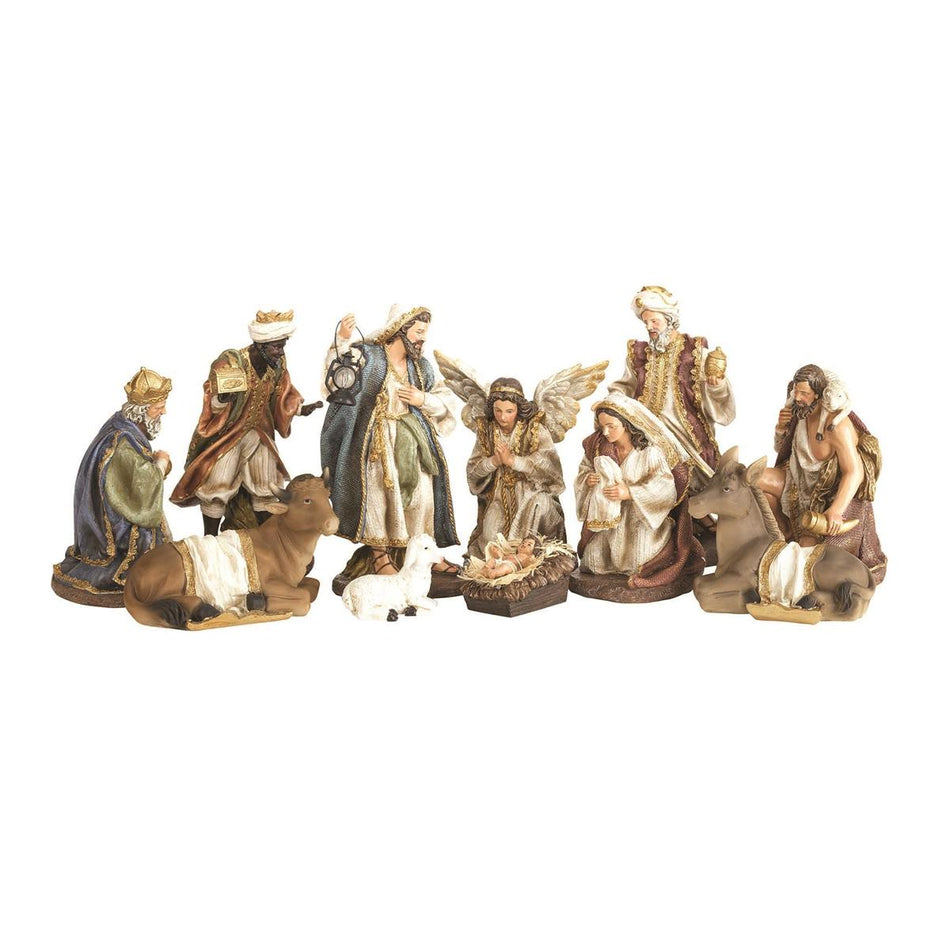 Brushed Bronze Tone Nativity 8.5 x 4 Resin Decorative Tabletop Figurine Set 11 by Dicksons