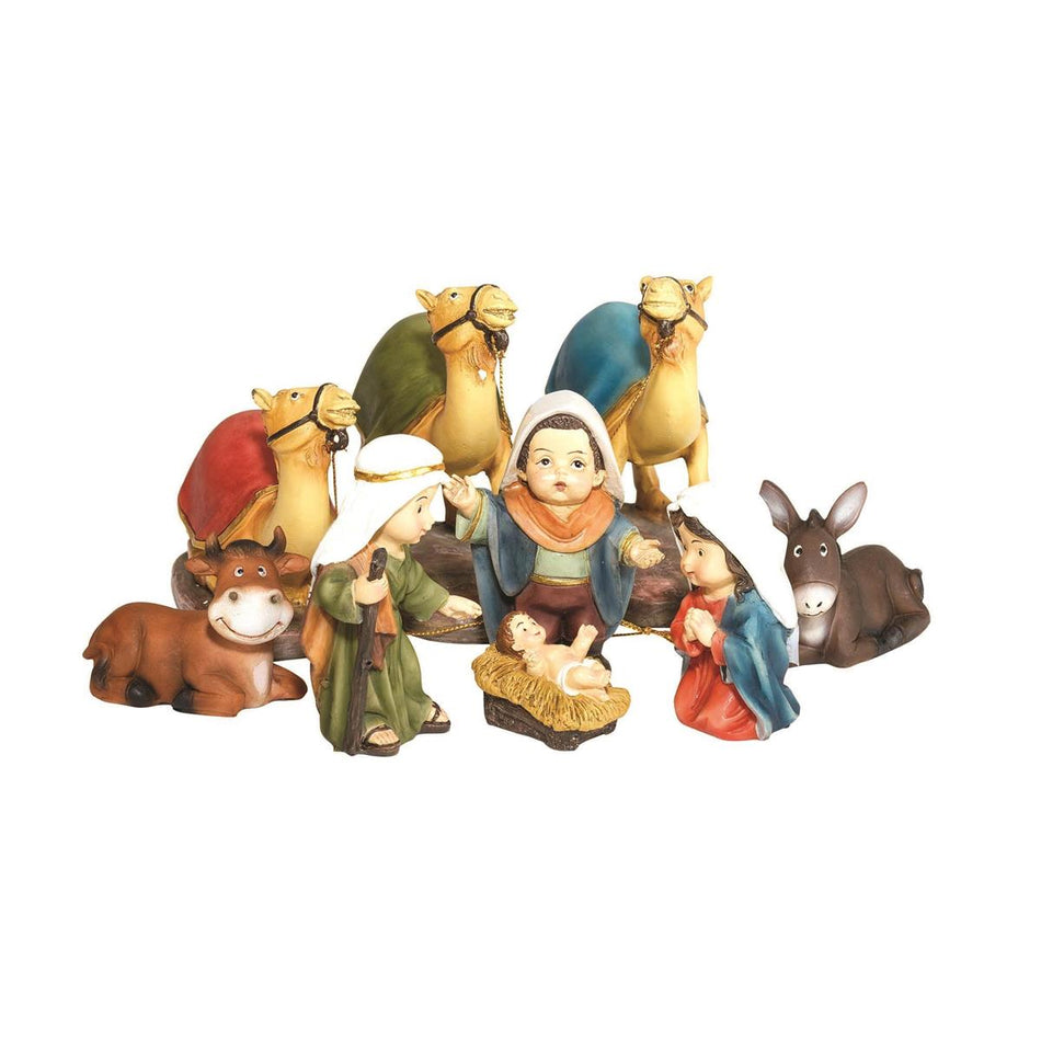 Colorful Children Nativity 4 x 4 Resin Decorative Tabletop Figurine Set 9 by Dicksons