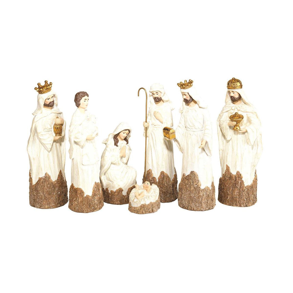 Creamy White Nativity 8 x 2.5 Resin Decorative Tabletop Figurine Set by Dicksons