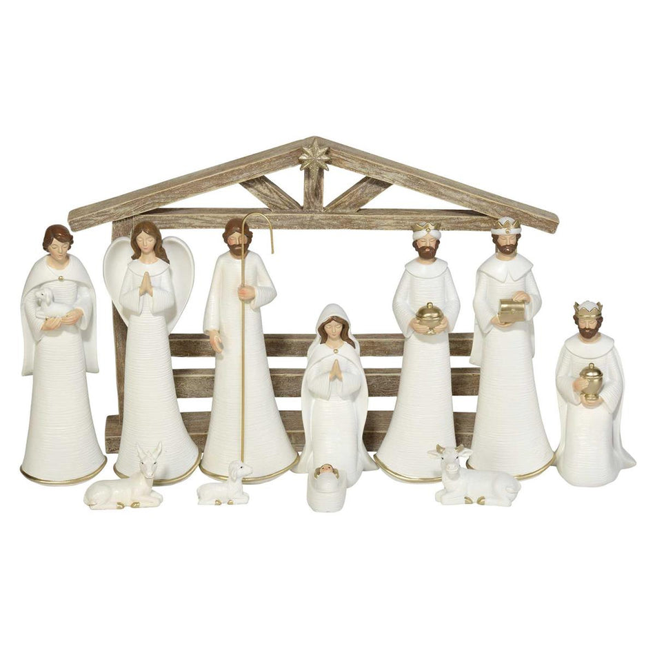 Nativity Set/Creche White 11-Piece 10in by Dicksons, product view 2