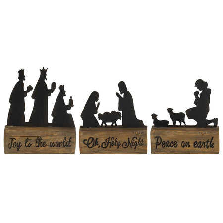 Silhouette Wood Block Christmas Nativity Brown and Black 7 Inch Resin Figurine by Dicksons