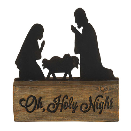 Silhouette Wood Block Christmas Nativity Brown and Black 7 Inch Resin Figurine by Dicksons, product view 2