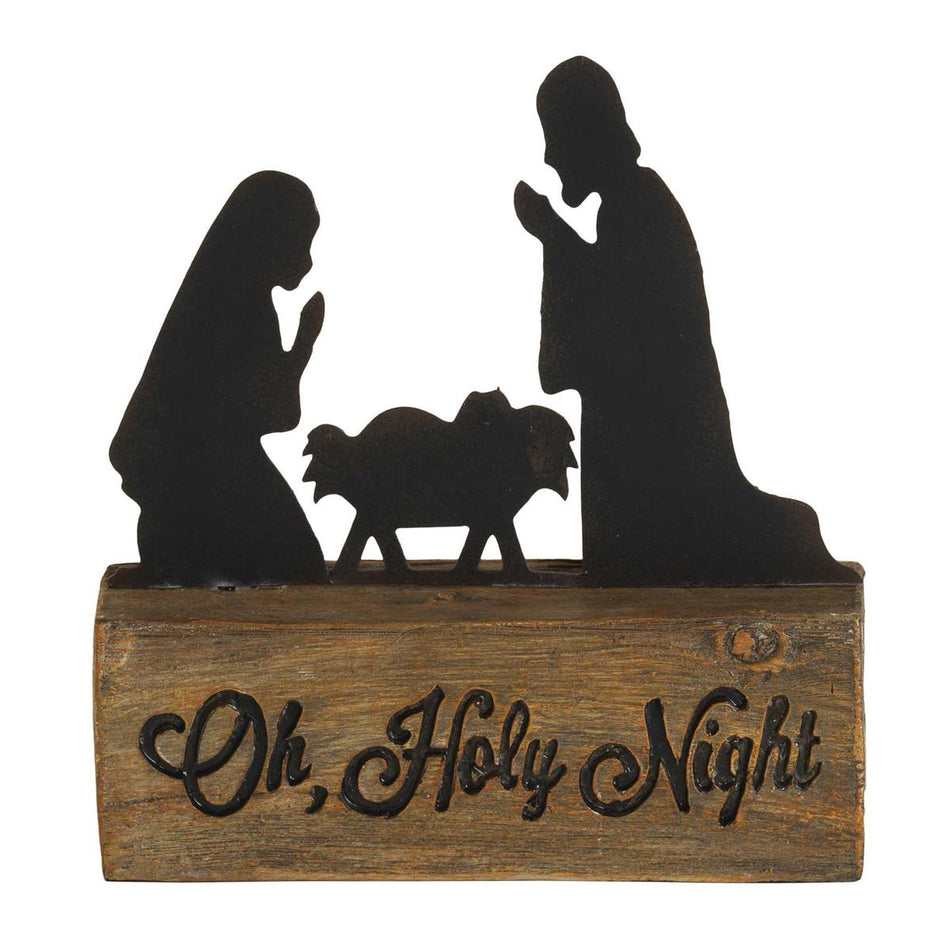 Silhouette Wood Block Christmas Nativity Brown and Black 7 Inch Resin Figurine by Dicksons, product view 2