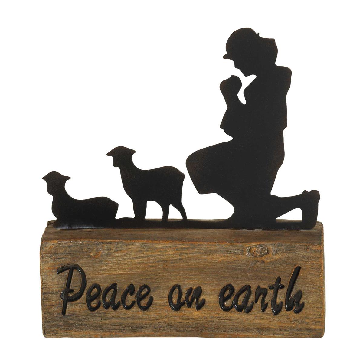 Silhouette Wood Block Christmas Nativity Brown and Black 7 Inch Resin Figurine by Dicksons, product view 4