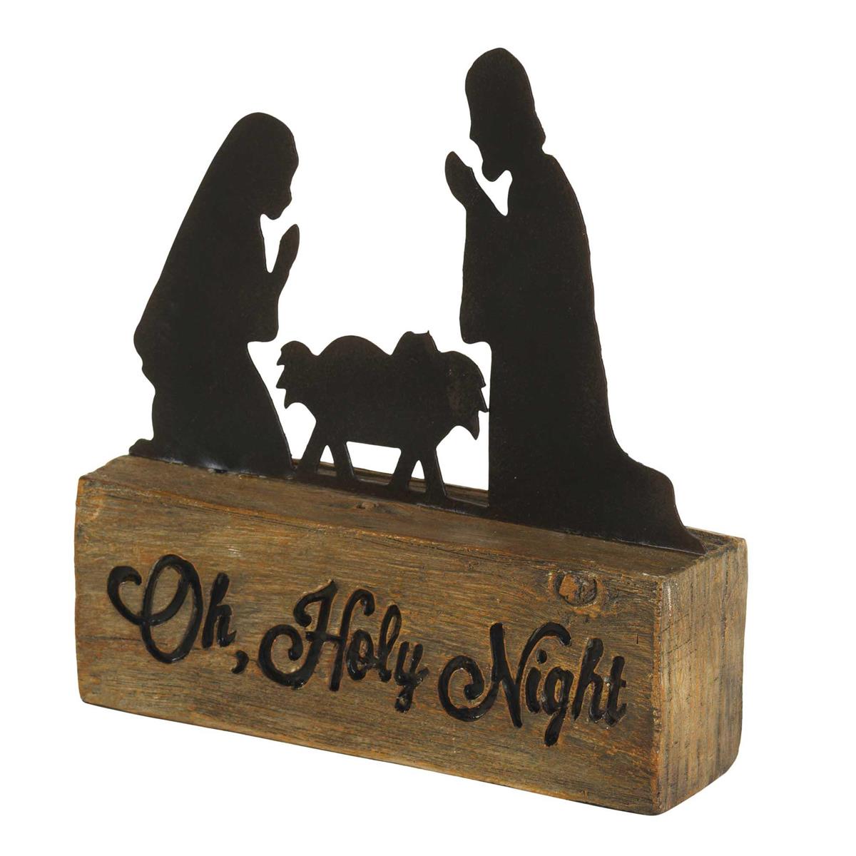 Silhouette Wood Block Christmas Nativity Brown and Black 7 Inch Resin Figurine by Dicksons, product view 5
