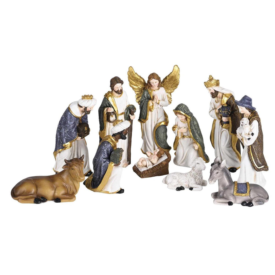 Nativity 11 Piece 5H White Gold Color by Dicksons