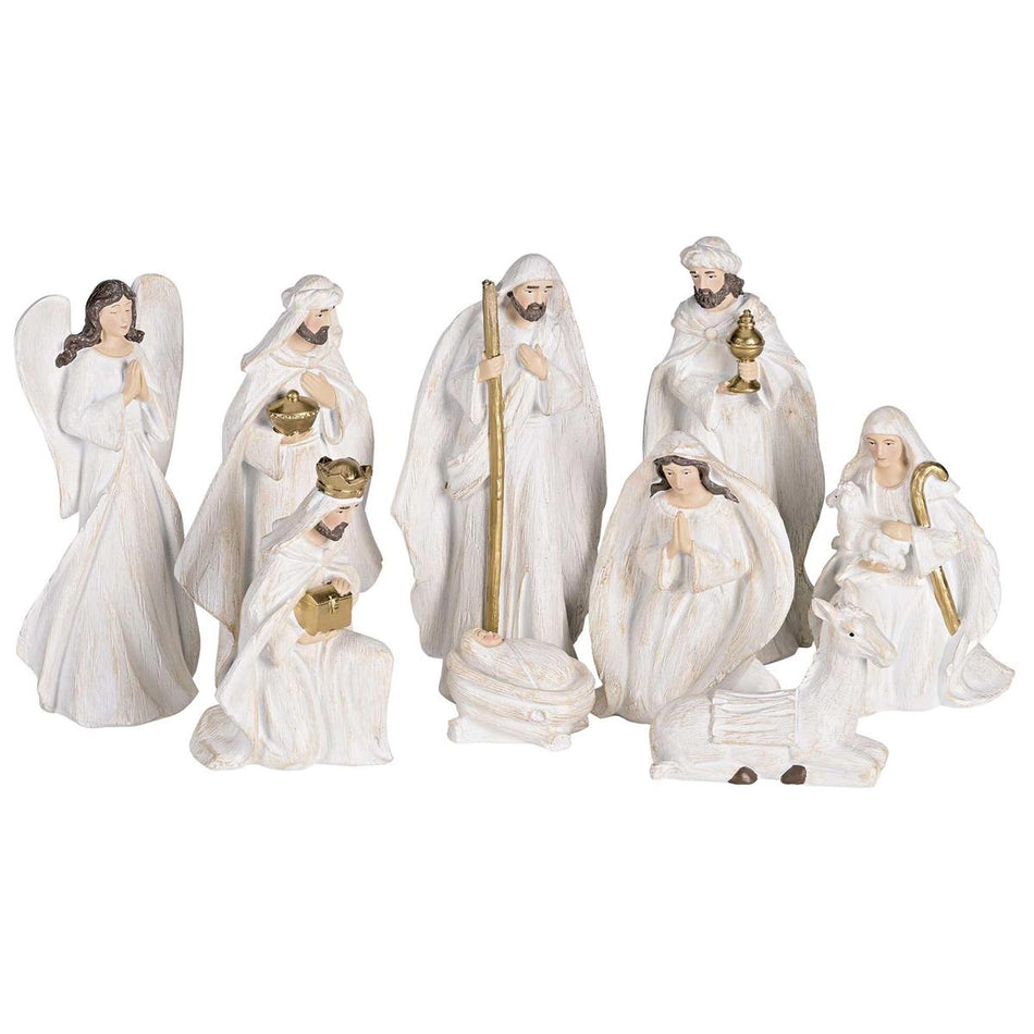 Nativity 9 Piece 7H White Wood Look by Dicksons
