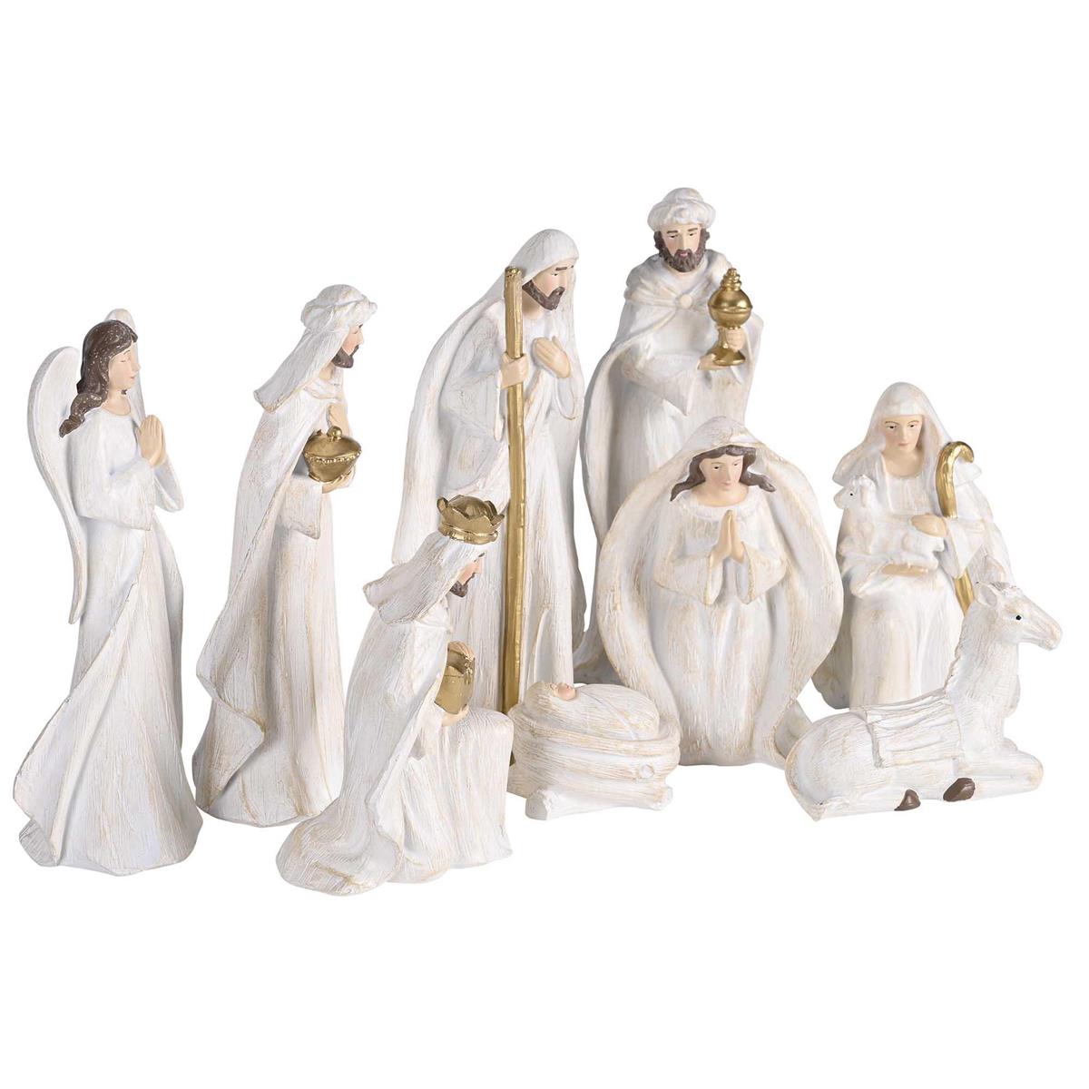 Nativity 9 Piece 7H White Wood Look by Dicksons, product view 2
