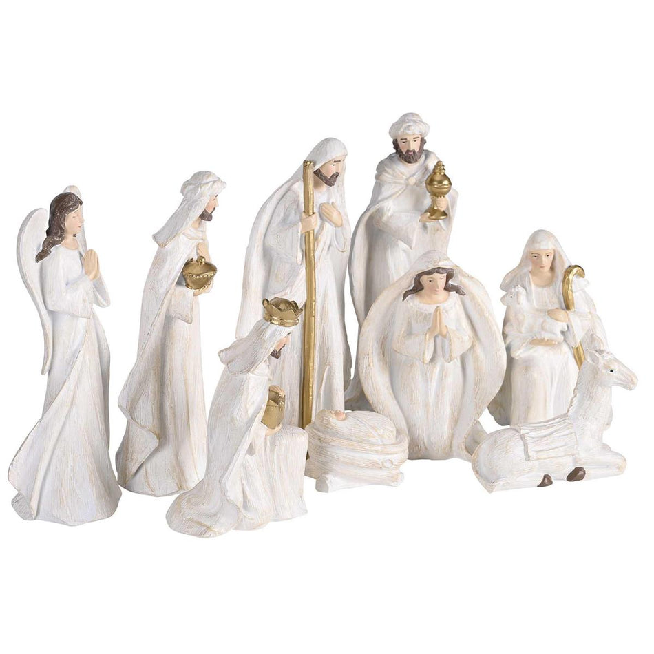 Nativity 9 Piece 7H White Wood Look by Dicksons, product view 2