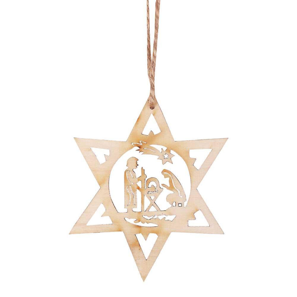 Ornament Star with Holy Family Wood 3.875" by Dicksons