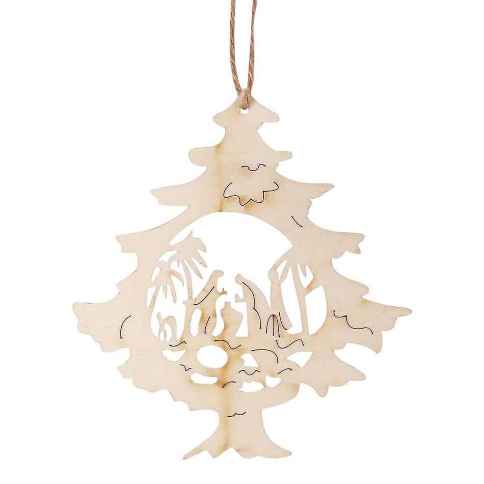 Ornament Tree with Holy Family Wood 6"H by Dicksons