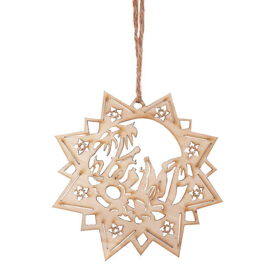Ornament Star W Holy Family Wood 3.875" Tree by Dicksons