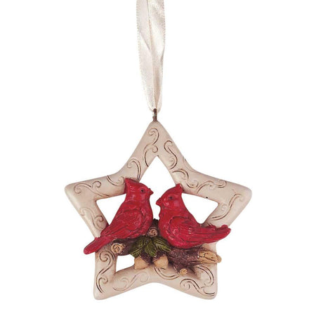 Ornament White Star With Cardinals by Dicksons
