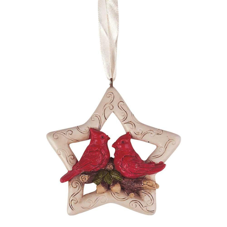 Ornament White Star With Cardinals by Dicksons