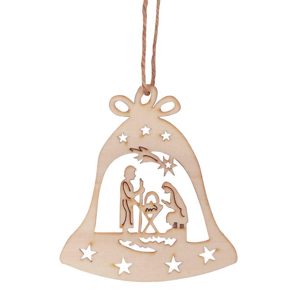 Ornament Bell W Holy Family Wood 4"H by Dicksons
