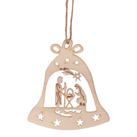 Ornament Bell W Holy Family Wood 4"H by Dicksons