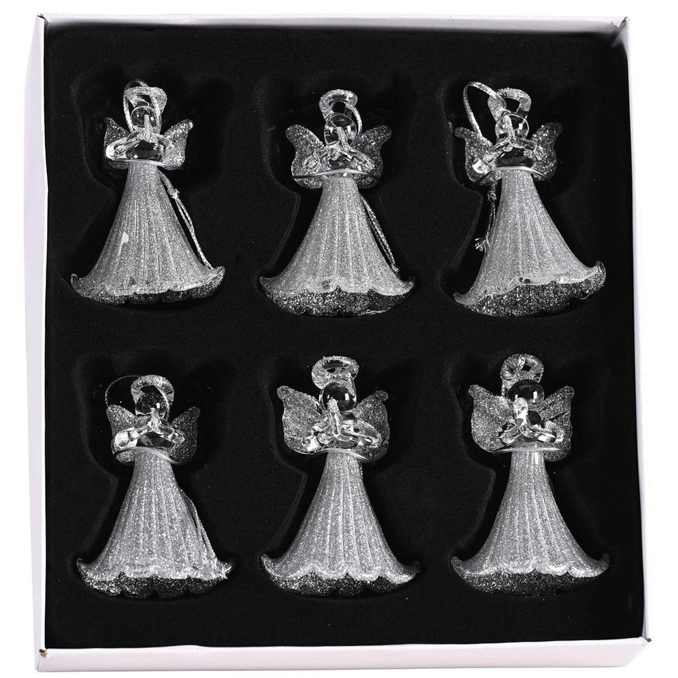 Ornament Praying Silver Angel Glass 3H by Dicksons