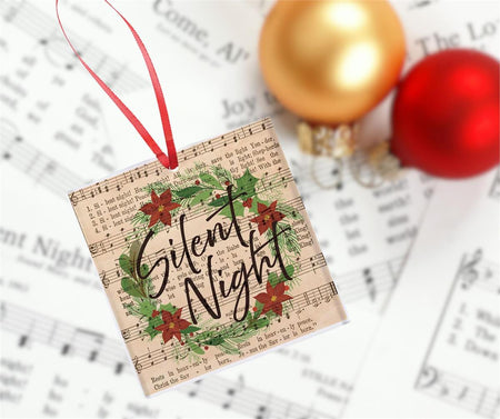Decorative Holiday Hanging Christmas Tree Ornament 3.5 Inch Glass Silent Night by Dicksons, product view 2