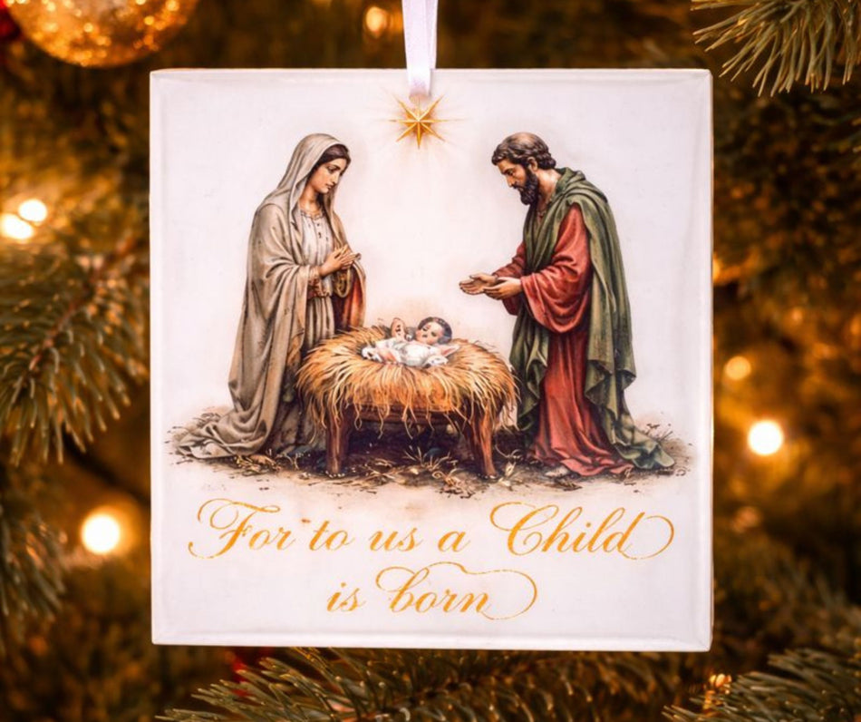 Ornament Nativity To Us A Child Is Born by Dicksons, product view 2