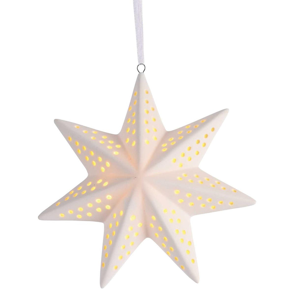 Ornament LED Porcelain Star 5H by Dicksons