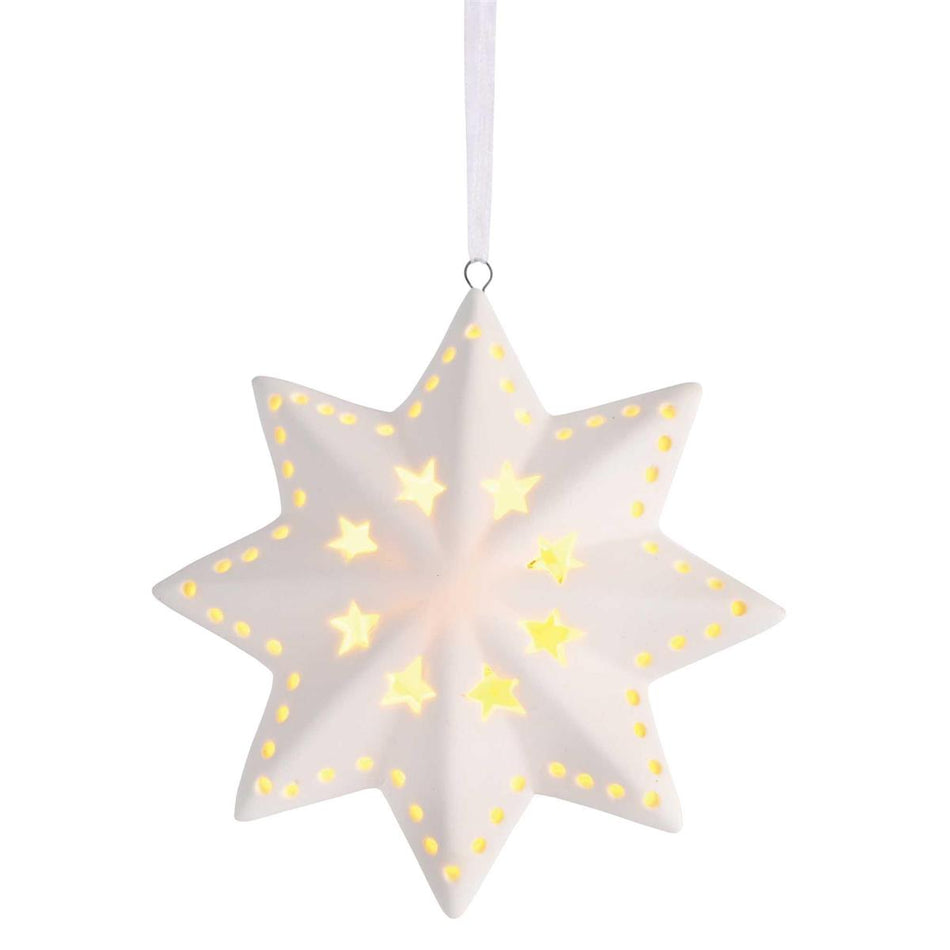 Ornament LED Porcelain Star 4H by Dicksons