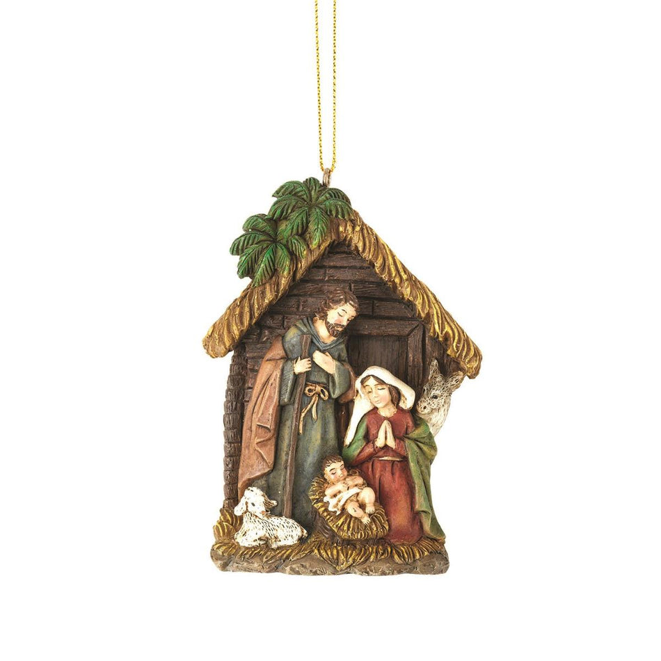 Natural Brown Wood Look Holy Family Nativity 3.5 x 2.5 Resin Decorative Hanging by Dicksons