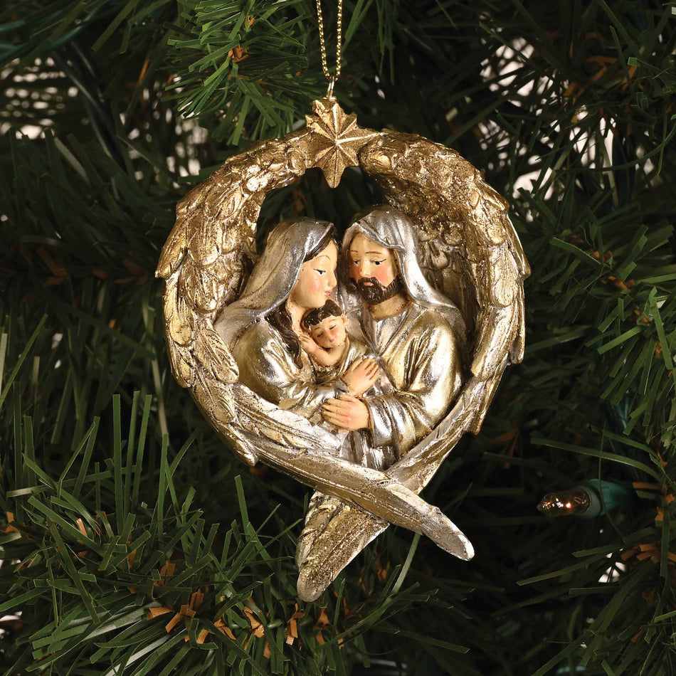 Ornament Holy Family Closeup In Gold 4in by Dicksons, product view 2
