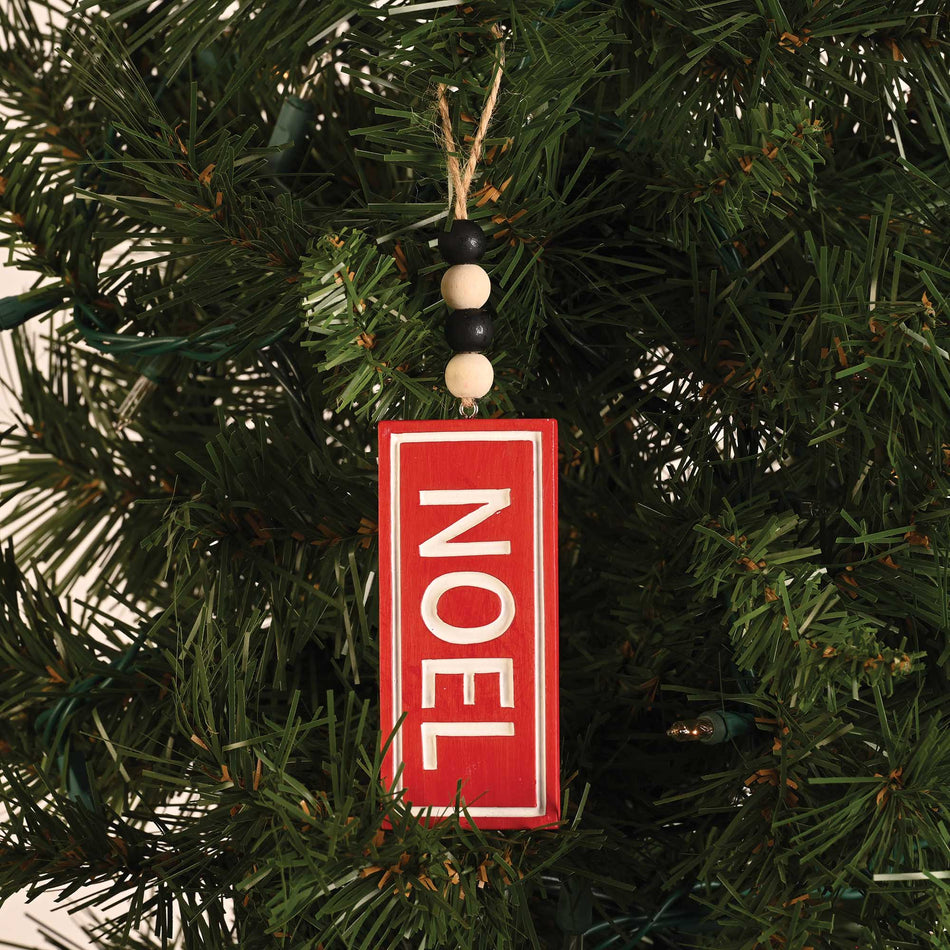 Joy, Peace, and Noel Red and White 4 Inch Resin Beaded Hanging Christmas by Dicksons, product view 2