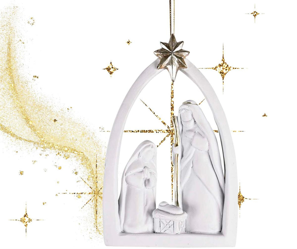Decorative Holiday Hanging Christmas Tree Ornament 3 x 5 Inch Resin Holy Family by Dicksons, product view 2