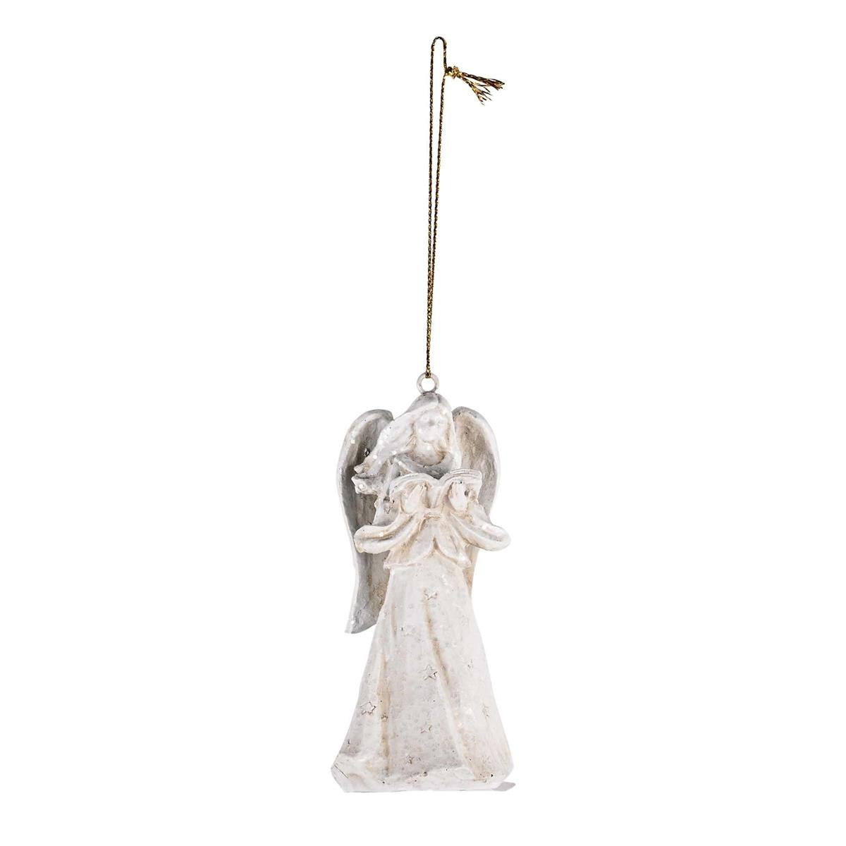 Ornament Angel With Book White Resin by Dicksons