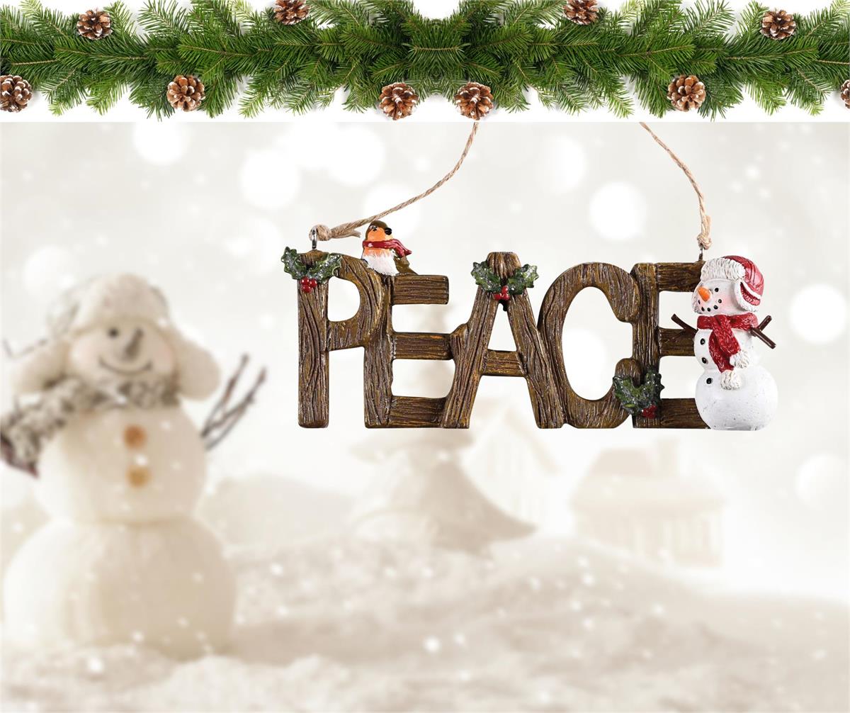 Ornament Word Peace Snowman Cardinal by Dicksons, product view 2