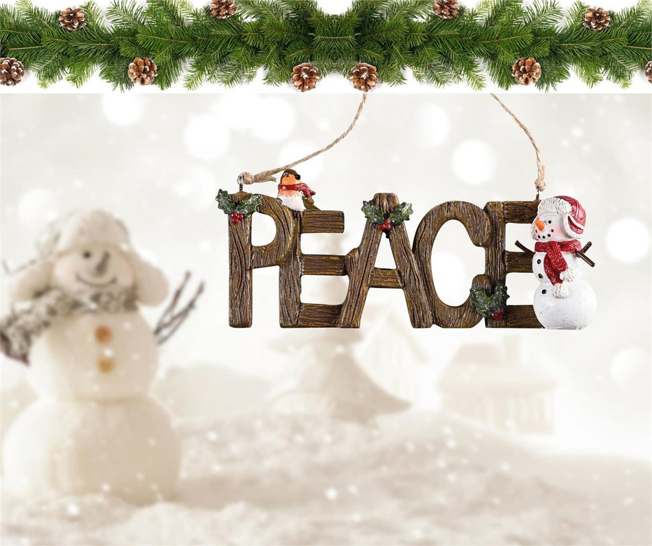 Ornament Word Peace Snowman Cardinal by Dicksons, product view 2