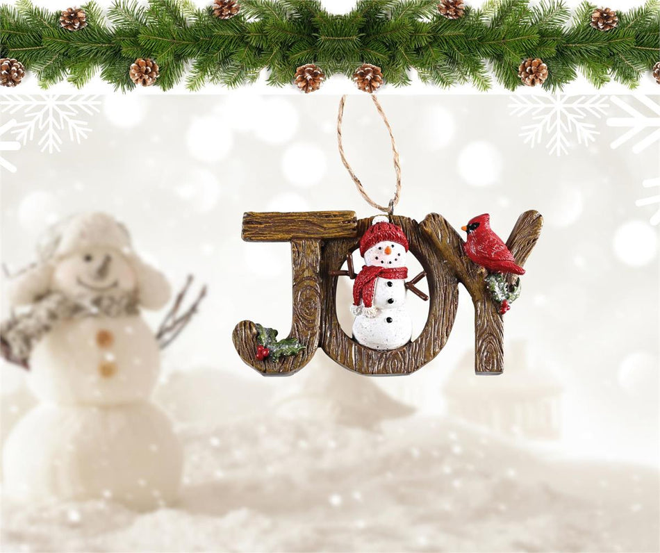 Decorative Holiday Hanging Christmas Tree Ornament 2 x 4 Inch Resin Joy Snowman by Dicksons, product view 2