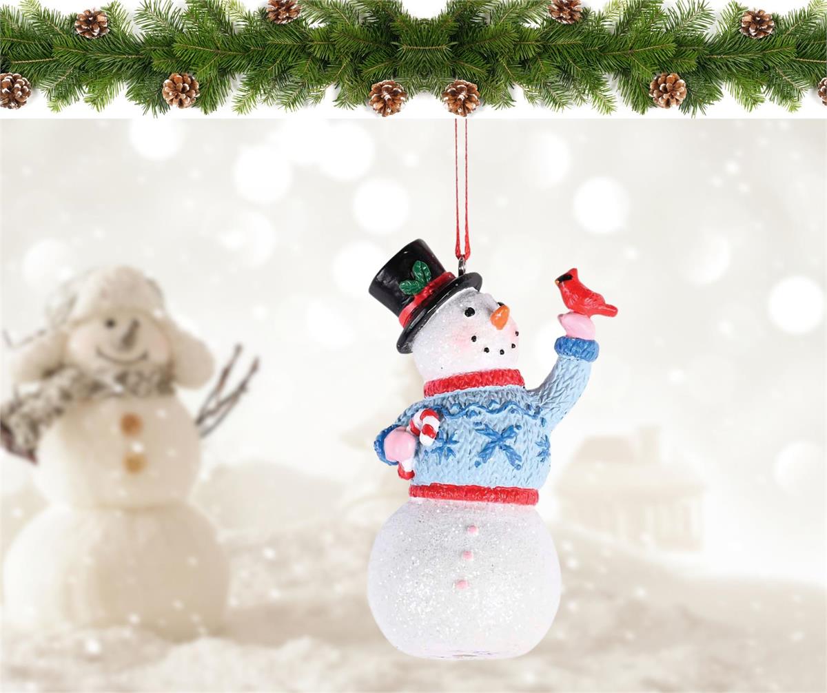 Decorative Holiday Hanging Christmas Tree Ornament 2 x 3.5 Inch Resin Snowman by Dicksons, product view 3
