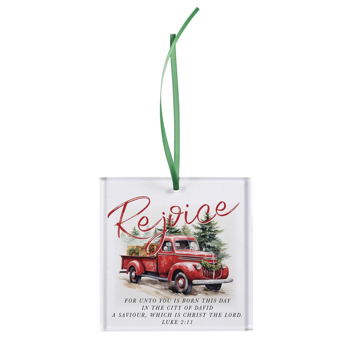 Ornament Red Truck With Trees Glass by Dicksons