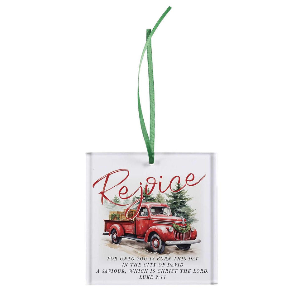 Ornament Red Truck With Trees Glass by Dicksons